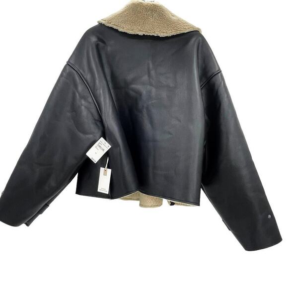 Good American Air Force Faux Shearling Jacket Black Women's Size XXL/ 5 NWT - Picture 7 of 10